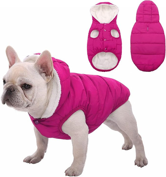 Windproof Waterproof Dog Coat Fleece & Cotton Lined Warm Jacket, Cold Weather Pet Apparel Clothes Vest for Small Medium Large Dog (XS, Pink)
