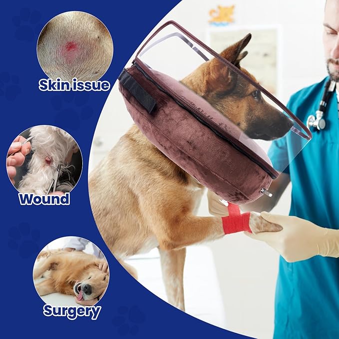 BARKLESS Dog Cone, Inflatable Dog Cone After Surgery for Small Medium Breeds, Soft Surgery Collar with Enhanced Anti-Licking Guard Shield for Pets, Patented Protective Donut Collar