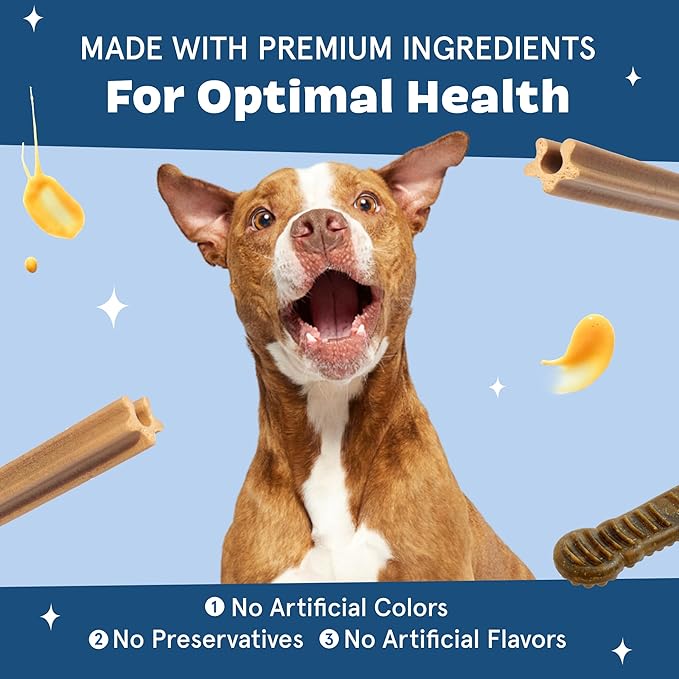 Barkbox Bright Durable Dog Dental Kit for Tough Chewers, 15 Chew Sticks & Toothpaste - Large Breeds