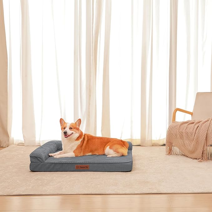 Orthopedic Dog Beds Large Sized Dog, Memory Foam Pet Bed for Large Dogs, Washable Removable Cover, Nonskid Bottom, Waterproof, 41x27x6 Inches, Dark Grey
