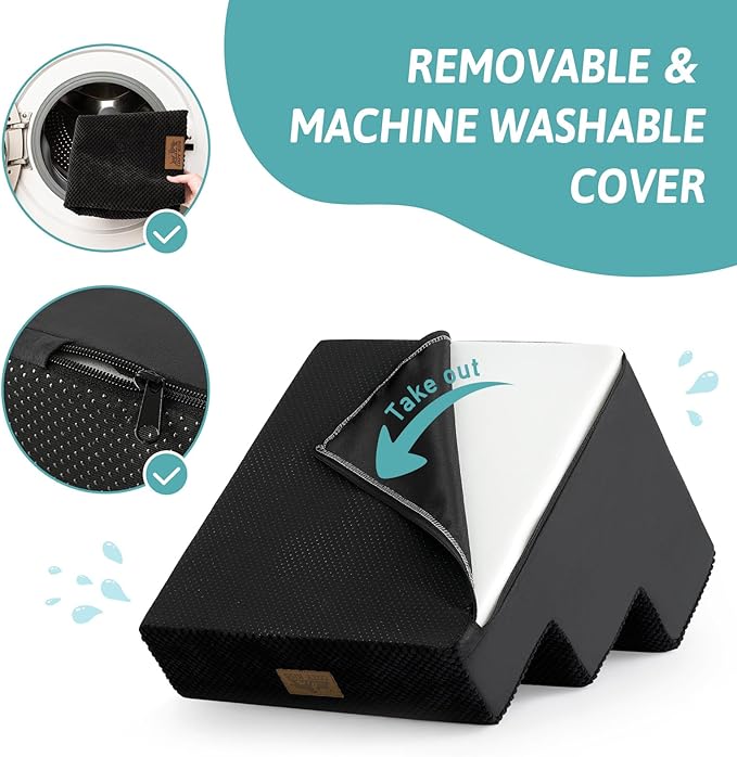 Dog Stairs for Small Dogs, 3 Tier Pet Stairs for Couch, 13.5" H Non-Slip Dog Steps for Old Cats, Puppy, Small Dogs, 15.7x17.7x13.5 inch, Black