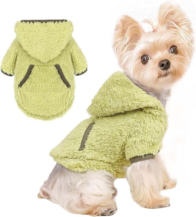 Dog Sweater Dog Winter Clothes for Small Dogs Boy Girl Pet Hoodies Puppy Cold Weather Coats Fall Doggie Sweatshirt for Chihuahua Yorkie Cat Sweater Costumes (Green, X-Small)