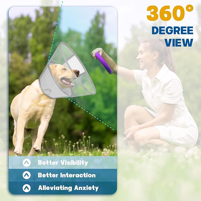 Soft Dog Cone Collar to Stop Licking, Comfortable Cones for Dogs After Surgery, Adjustabl Dog Recovery Collar for Large Medium Small Dogs