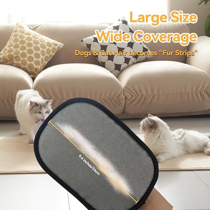 Zayin Pet Hair Removal Glove - 2 Pack Five Finger Electrostatic Pet Hair Remover Glove, Remover Glove Lint Rolls into Strips, Dog and Cat Hair Removal Tool for Furniture, Couch, Car & Clothes