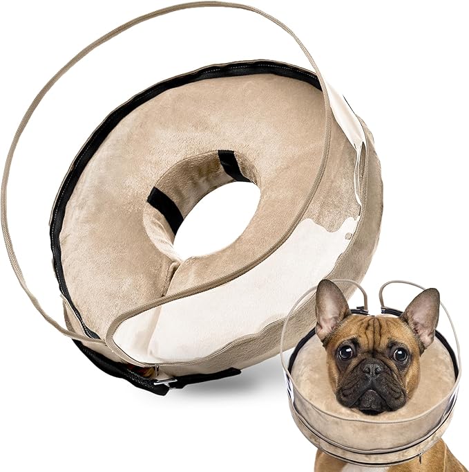 BARKLESS Dog Cone, Inflatable Dog Cone After Surgery for Small Medium Breeds, Soft Surgery Collar with Enhanced Anti-Licking Guard Shield for Pets, Patented Protective Donut Collar