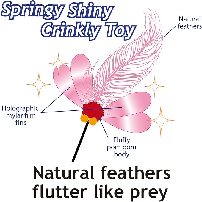 NECOICHI Crinkly Critters Fluttery Fish Cat Wand No.1 Selling Cat Toy in Japan