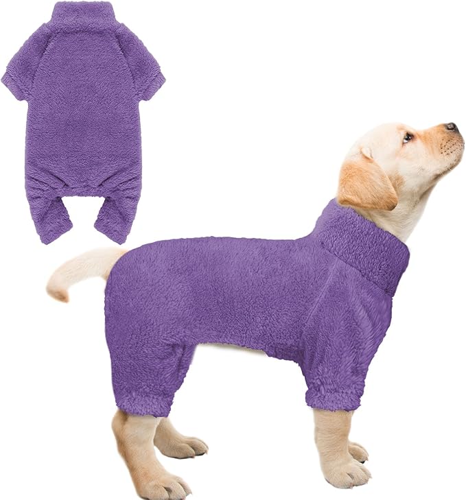 Fuzzy Dog Pajamas Turtleneck Pet Clothes Warm Soft Cozy Lightweight Pet Pjs Dog Sweaters for Small Dogs(Purple-XS)