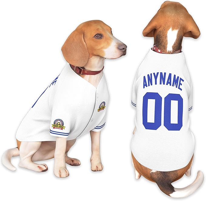 Custom Dog Baseball Jersey with Name Number Logo for Small Pet Dogs-Personalized Dog Shirts