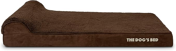 The Dog’s Bed Orthopedic Headrest Dog Bed XL Brown Plush, Memory Foam, Pain Relief for Arthritis, Hip & Elbow Dysplasia, Post Surgery, Lameness, Waterproof Washable Cover