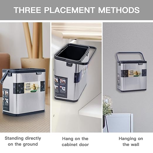 Universal Cat Litter Scoop Holder, Stainless Steel Small Portable Cat Litter Scooper Holder Trash Container.