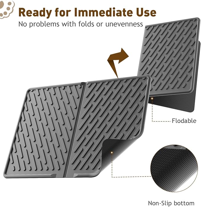 Cat Litter Mat with Grooves & Raised Edge, Urineproof/Waterproof, Litter Scattering Control, Easy to Clean & Recycle (24 * 17in-Black-1 Pack)