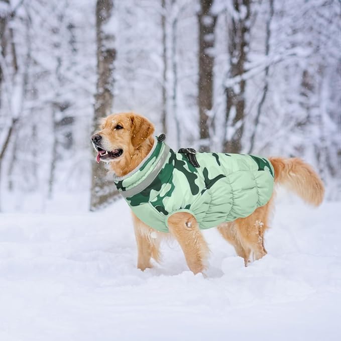 Lelepet Warm Dog Winter Coat Dog Coats for Large Dogs Waterproof Dogs Jacket with Harness Built in Reflective Cold Weather Coats Windproof Zip-Up Winter Fleece Vest Snowsuit Pitbull Labrador XXL