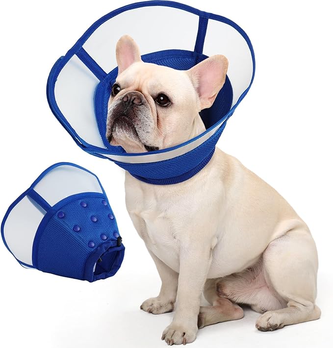 Allroaring Dog Cone Collar, Soft Dog Cones for Medium Dogs After Surgery, Adjustable Pet Cone for Dogs to Stop Licking, Breathable Doggie Elizabethan Collar for Wound Care Spay Neuter, Blue M