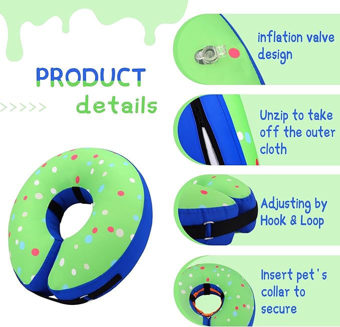 Supet Inflatable Dog Cone Collar for Small Dogs Puppies Cats, Soft Dog Cone Alternative After Surgery for Puppies Cats to Stop Licking