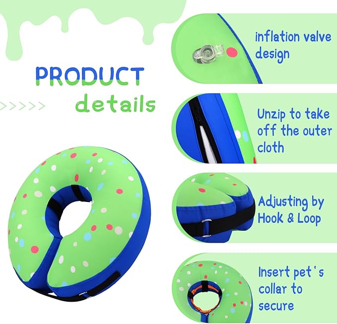 Supet Inflatable Dog Cone Collar Alternative After Surgery, Dog Neck Donut Collar Recovery E Collar, Soft Pet Cone for Small Medium Large Dogs