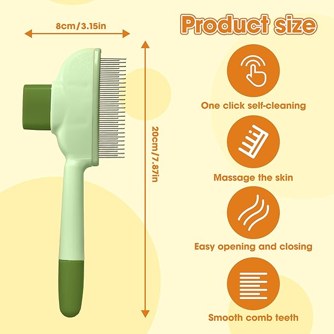 Cat Hair Brush & Dog Brush, Deshedding Brush for Long or Short Haired Pets, Removes Loose Fur, Durable Stainless Steel & ABS Design (green 2pcs)
