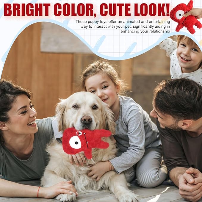 Squeaky Dog Toy, Plush Stuffed Dog Toy Keep Them Busy Tug of War Dog Chew Toy for Small Medium Large Dogs (Red)