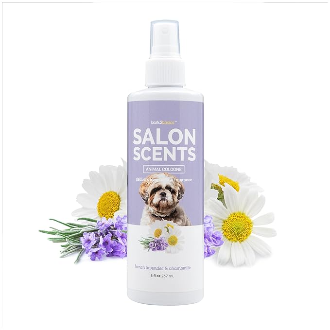 Bark2Basics Salon Scents Pet Grooming Cologne - 8 oz, Natural Professional Perfume for Dogs and Cats, Long Lasting, Deodorizing, Made in The USA (Lavender Chamomile)
