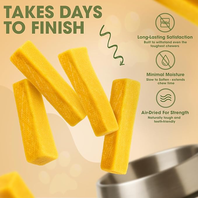 Yak Cheese Himalayan Dog Chews, High Protein, Natural Dog Treats Small Dogs, Lactose Free Chew Sticks for Aggressive Chewers, Long Lasting Pet Treat for Dogs Under 15 lbs, 9 Small Chews