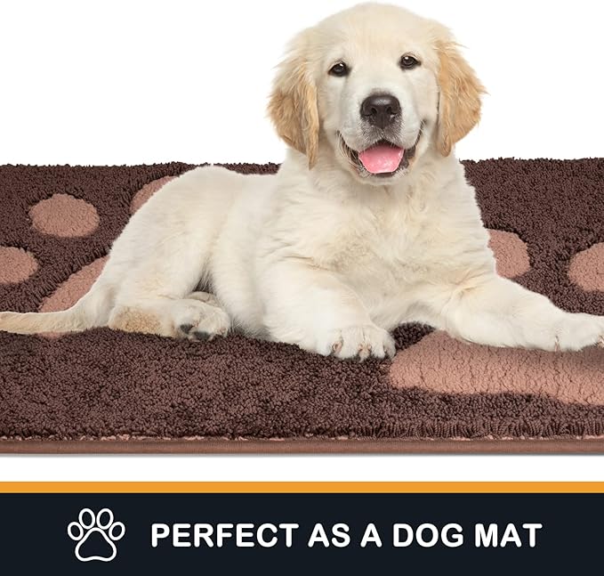 PURRUGS Dirt Trapping Door Mat 32" x 47", Non-Skid/Slip Machine Washable Microfiber Entryway Rug, Dog Doormat, Super Absorbent Welcome Mat for Muddy Wet Shoes and Paws, Brown