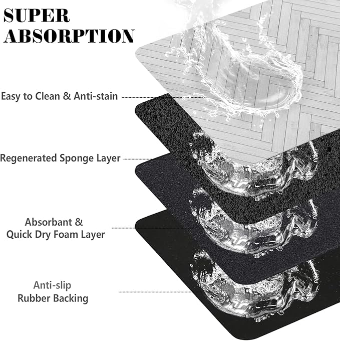 Dog Food Mats for Floors Absorbent, Pet Cat Food Mat - Quick Dry Dog Bowl Mats for Food and Water, Eco-Friendly Boho Pet Supplies