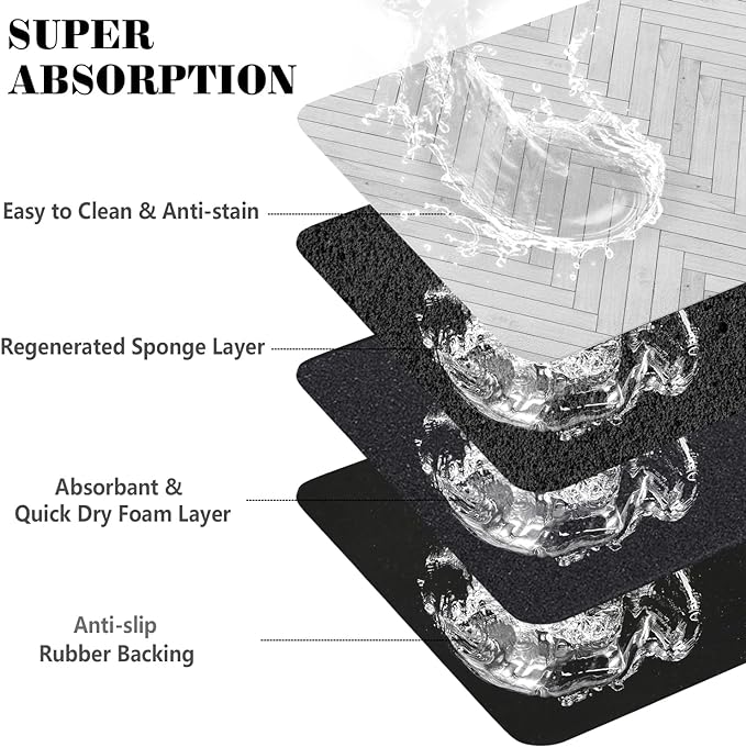 Dog Food Mats for Floors Absorbent, Pet Cat Food Mat - Quick Dry Dog Bowl Mats for Food and Water, Eco-Friendly Boho Pet Supplies