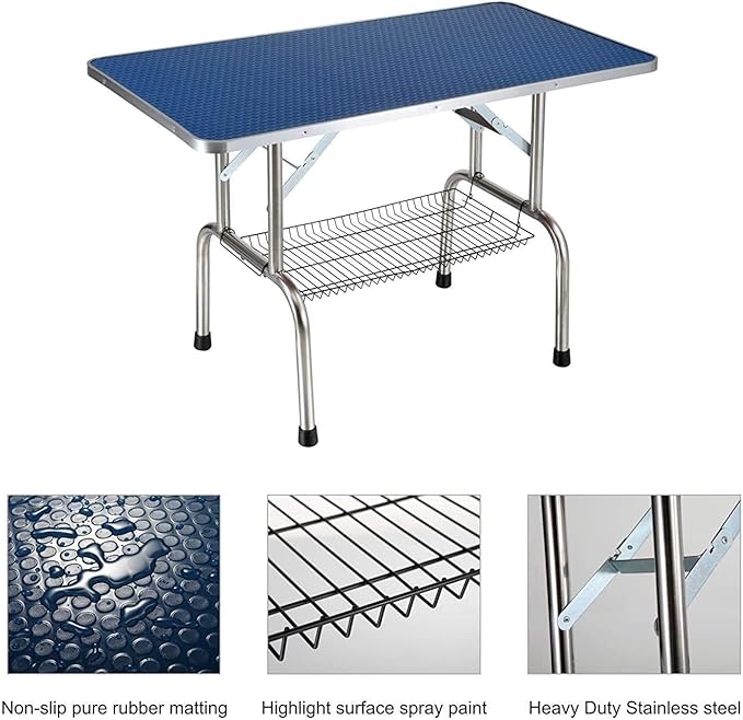 42 Inch Dog Grooming Table, Adjustable Height Pet Grooming Table with Armrest, Ropes and Mesh Tray, Suitable for Home and Dog Washing Station