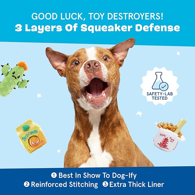 Barkbox Squeaky Dog Toys - Plush and Squeak Chew Toys | Puppy and Pet Toys for Small Dogs (Full O' Fluff Piñata, Small Dog)