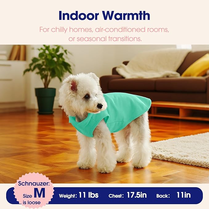 FUAMEY Dog Fleece Vest for Small Dogs,Warm Stretchy Dog Sweatshirts Pullover with Leash Hole Dogs Sweater Soft Pet Turtleneck Cozy Pet Vest Lightweight Sleeveless Cyan S