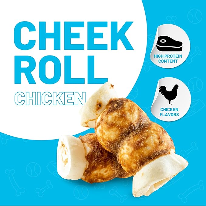 Sitka Farms Beef Cheek ROLL Chicken 5-6 Inch (10 Count) Extra Thick Dog Chew Bones No Rawhide Sourced from Free Range Grass Fed/Healthy Teeth and Gums for Small Medium and Large Dogs