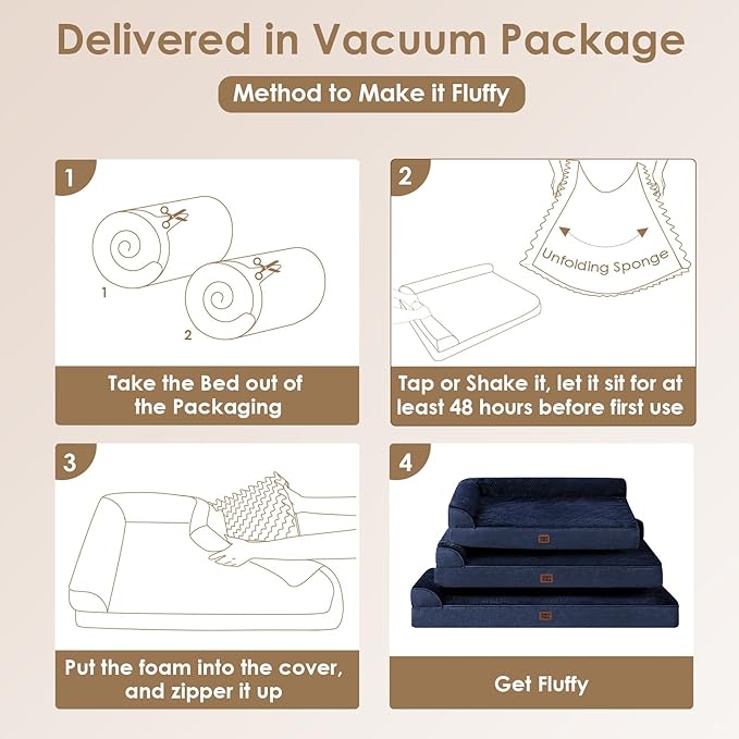 EHEYCIGA Memory Foam Dog Bed Medium Sized Dogs, Waterproof Dog Bed Orthopedic with Washable Removable Cover, Non-Slip Pet Bed Couch for Crate, 30x20x6 Inches, Navy Blue