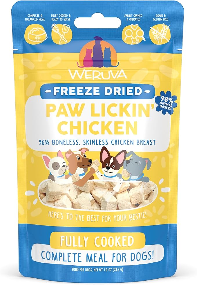 Weruva Dog Freeze Dried, Paw Lickin' Chicken with Chicken Breast, 1oz Bag