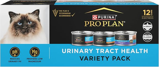 Purina Pro Plan Urinary Cat Food Wet Variety Pack Urinary Tract Health Chicken, Beef and Chicken, and Turkey and Giblets - (2 Packs of 12) 3 oz. Cans