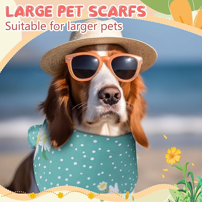 Amylove 50 Pcs Dog Bandanas Bulk Fall Puppy Floral Dog Bibs Holiday Washable Scarf Pets Triangle Head Scarfs Bandanas Pet Costume Outfit(Flower,Large)