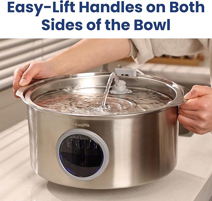 PawsPik Ultra-Quiet Stainless Steel Dog Water Fountain, 1.8-gal