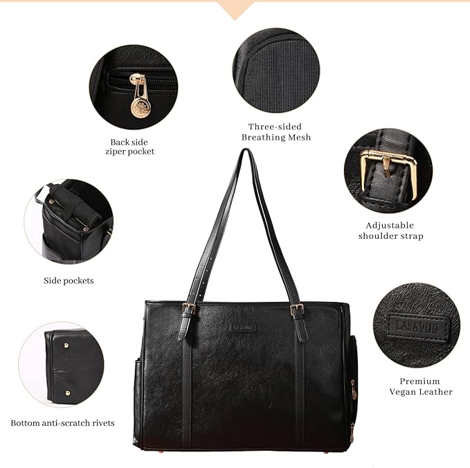 Fashion Dog Purse Pet Carrier Leather Bag for Small Dogs Cats Puppy, Portable Tote Bag Airline Approved Soft-Sided Carriers (Black)