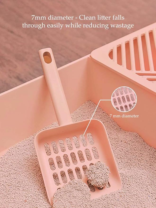 Cat Litter Scooper with Caddy Holder, Cat Scooper for Litter Box with Stand, A Nice Addition to cat Litter Tray Box, Store The cat Litter Scoop When not in use, Modern, Durable and Cute -Light Pink