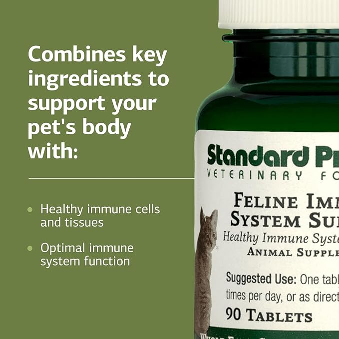 Standard Process Inc. Feline Immune System Support - Nutritional Supplement for Feline Immune Health Support - Cat Supplement Tablets to Aid Healthy Immune Cells & Tissue - 90 Tablets