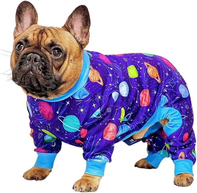 Spark Paws Dog Pajama, Dog Recovery Suit Male, Onesie, Ultra-Soft and 4-Way Stretch, for Small Medium and Large Breeds - Planets - XL