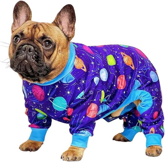 Spark Paws Dog Pajama, Dog Recovery Suit Male, Onesie, Ultra-Soft and 4-Way Stretch, for Small Medium and Large Breeds - Planets - XL