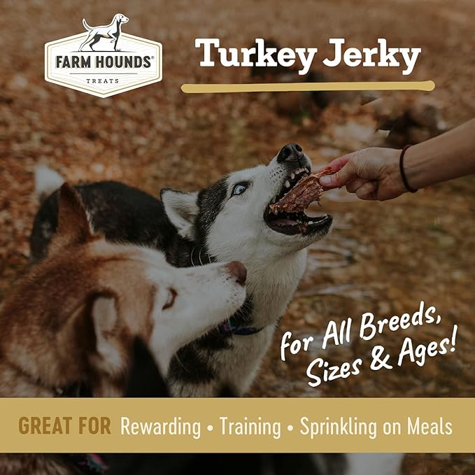 Farm Hounds - Premium Natural Turkey Jerky for Dogs - 100% Humanely Raised Turkey - Break-to-Size - Great for Training & Treats - No Added Fillers - Made in USA - 3.5 oz - 2 Pack