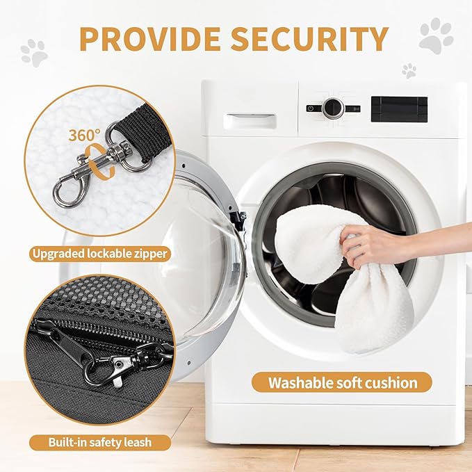 ‌Petsfit Airline Approved Pet Carrier for Small Dogs & Cats, 18x8x11 TSA Approved Carrier, with Removable Dual-Sided Padding (2-Way Placement) - Fits Under Most Airplane Seats, Escape Proof (Black)