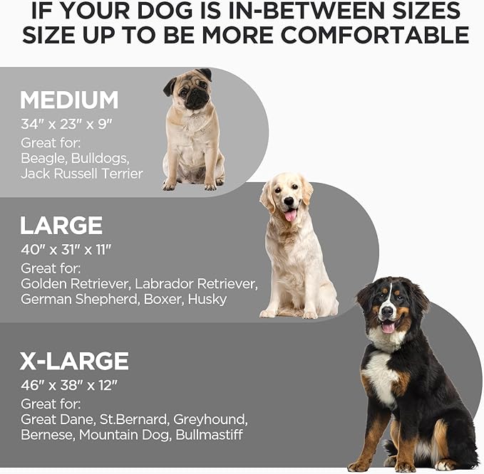 ATIFBOP Orthopedic Dog Bed for Large Dogs, Memory Foam Dog Sofa with Waterproof & Washable Cover, Cooling Energy Gel. Couch, Pain Relief Soft Couch Pet Bed (46x38x12 inch, Grey)