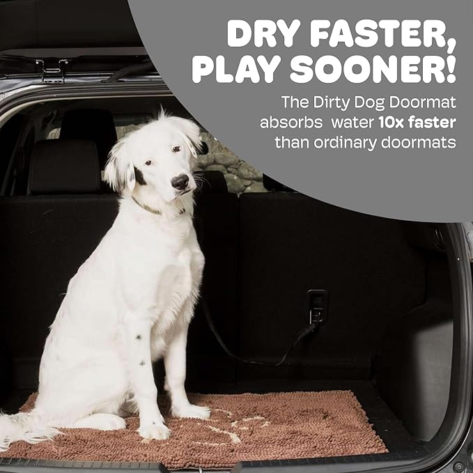Dog Gone Smart Dirty Dog Doormat - Fast Drying Rug with Super Gripper Backing for Clean Floors - Super Absorbent and Machine Washable Mat for Muddy Paws - Mocha
