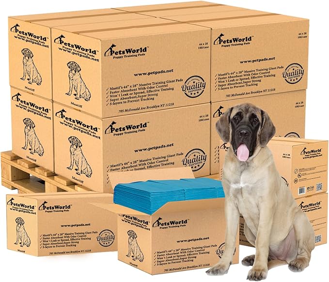 PETSWORLD 2XL Puppy Pads, 28x44 Inch, 1200 Count| Ultra-Absorbent, Leak-Proof Dog Pee Pads for Potty Training