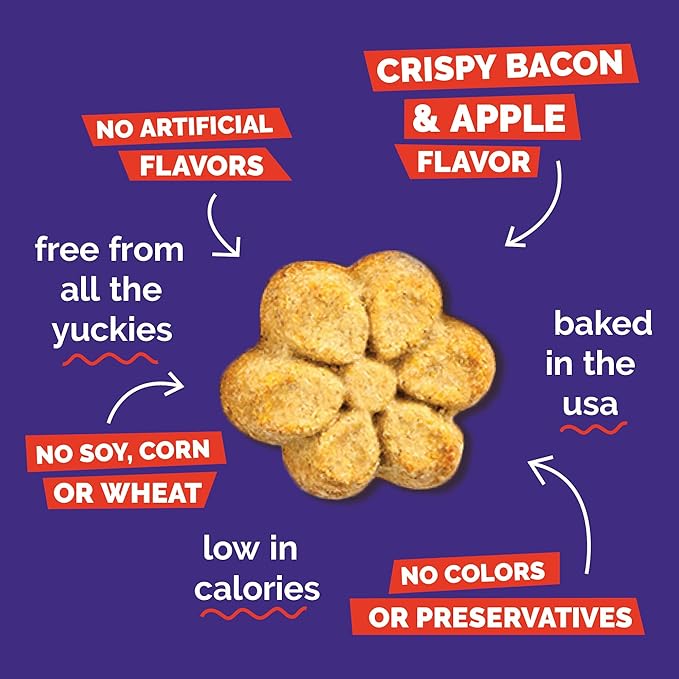 Fruitables Baked Dog Treats, Healthy Pumpkin Treat for Dogs, Low Calorie & Delicious, Free of Wheat, Corn and Soy, Made in The USA, Apple and Crispy Bacon Flavor, 20oz