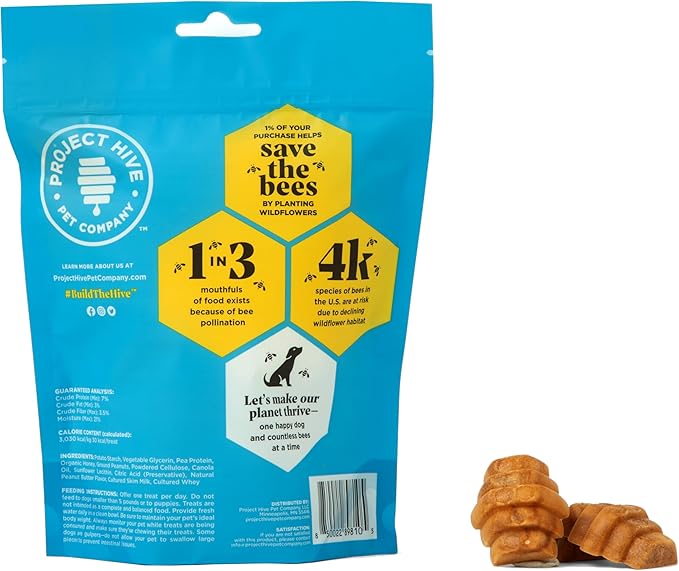 Hive Treats for Dogs — Healthy, Non-GMO Project Verified, Natural Peanut Butter Flavored, Natural, Vegetarian Chews, Made in The USA (Hive Chews, Small Breeds)