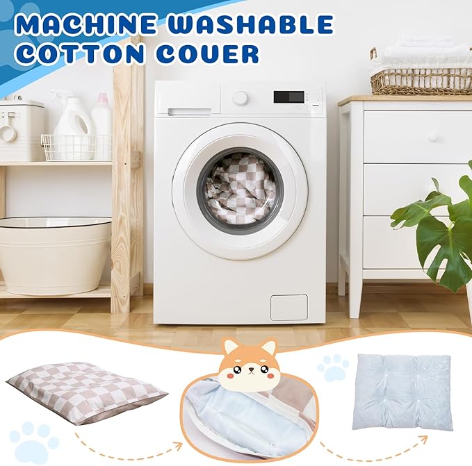 Large Dog Bed with Removable Washable Cover for Large Dogs Deluxe Plush Dog Crate Beds Comfy Kennel Pad Waterproof Lining and Blue Gel Memory Foam Memory Foam（Brown 40.2 * 30 * 4in）