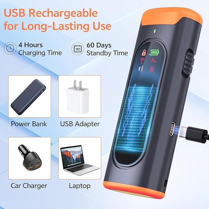 Dog Bark Deterrent Devices - Portable Anti Barking Tool with 5 Adjustable Modes: 50FT Range Ultrasonic Whistle, LED Flashlight, Beep, Rechargeable Dog Trainer, Safe for Dog & Human, Indoor Outdoor Use