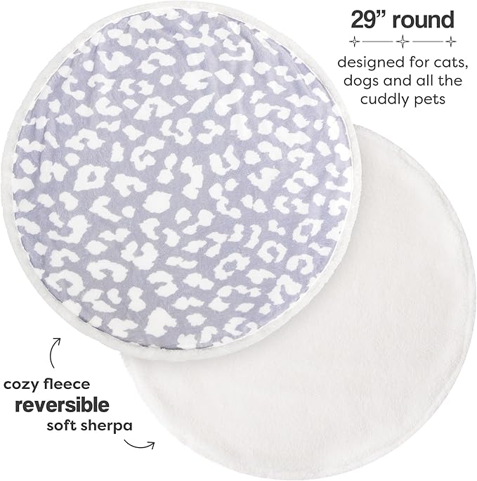 Cat Blanket for Indoor Cats – 29" Soft Sherpa Fleece Pet Throw, Washable Reversible Dog Blanket for Small Dogs, Cats, Kittens, Couch Bed Sofa Car Protector – Grey